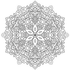 Fototapeta premium Simple circular pattern in the form of a mandala. Henna tatoo mandala. Mehndi style. Decorative pattern in oriental style. Coloring book page.