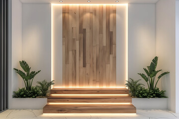 Art wall Wooden wall and plant pot