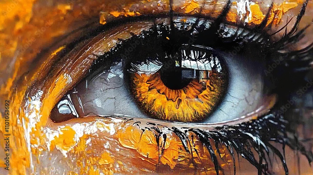 Wall mural Abstract Eye Painting: A Captivating Close-up