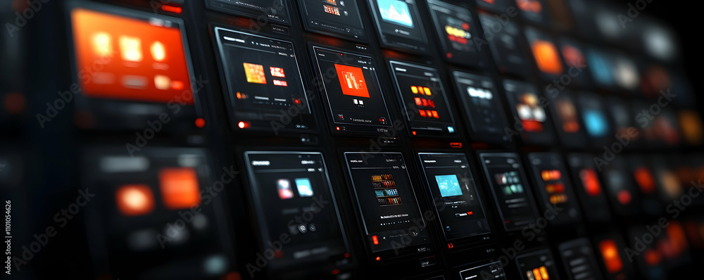 Aufkleber futuristic digital dashboard with multiple screens.