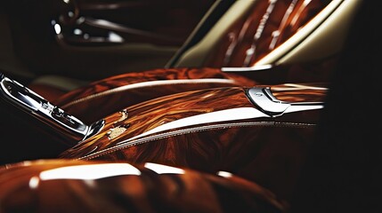 Luxurious Car Interior Wood Paneling Detail