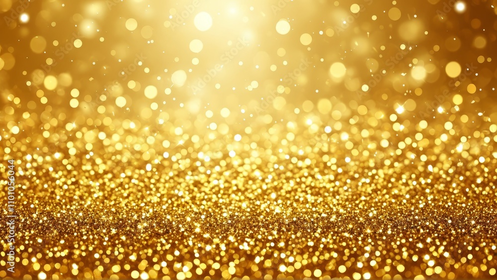 Poster glittering gold bokeh background with sparkling abstract light