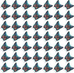 Fototapeta premium Blue Butterfly Pattern: Watercolor Style 