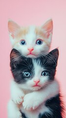 Obraz premium Adorable Kittens: A Sweet Embrace - Cute Cat Photography