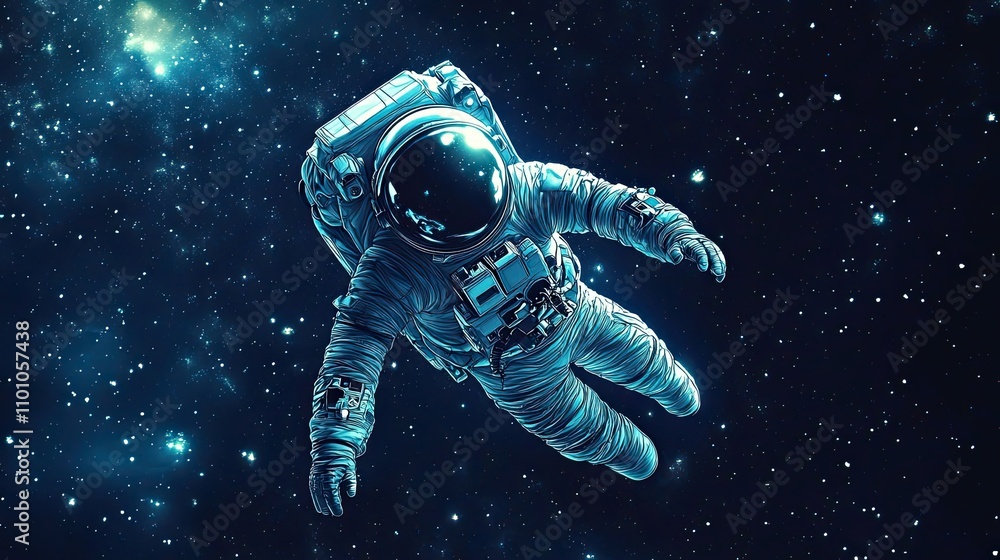 Wall mural astronaut floating in the vastness of space