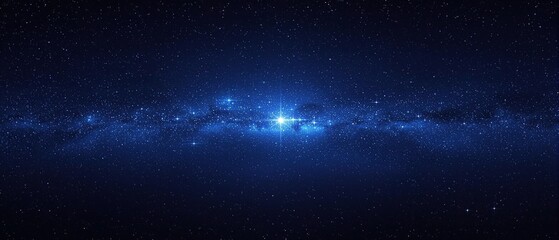 Fototapeta premium Dark blue void of the universe with stars shining brightly in distance, stars, space, universe, voids