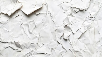 Obraz premium Crumpled white paper texture featuring various shades and shadows, ideal for vintage backgrounds and layered designs.