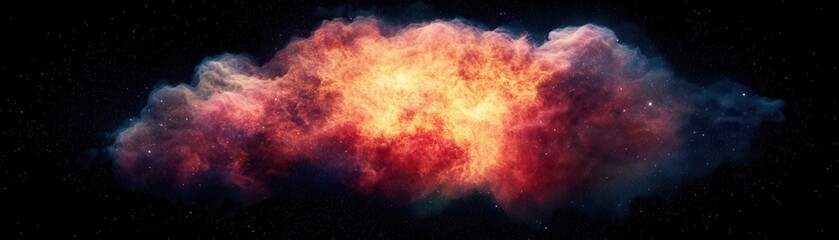 Fototapeta premium A vibrant cosmic cloud displays stunning colors and textures, resembling a stellar explosion in the vastness of space.