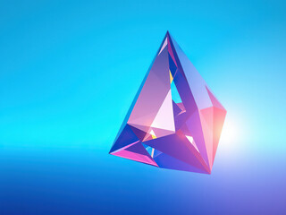 Geometry floating over blue gradient background,  shape composition,  artistic arrangement,  colorful shapes,  geometric design,  geometric form