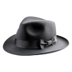 Showcasing a classic black fedora isolated on a transparent background fashion photography studio setup minimalist design for seo impact