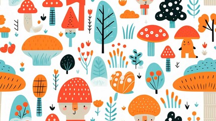 Cute Floral Pattern Seamless Vector Illustration with Birds and Butterflies for Spring and Summer Decor