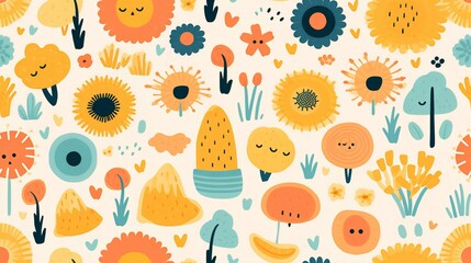 Colorful Floral Seamless Pattern Illustration for Summer and Spring Decor