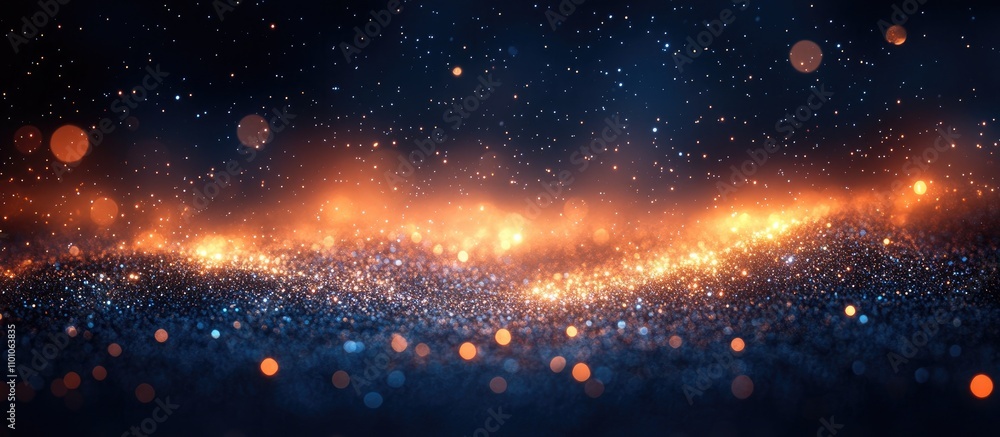 Poster abstract festive background with shimmering glitter and bokeh lights creating a magical holiday atmo