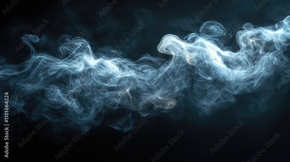 Poster ethereal wisps of smoke gracefully flowing against a dark backdrop creating a mesmerizing and artist