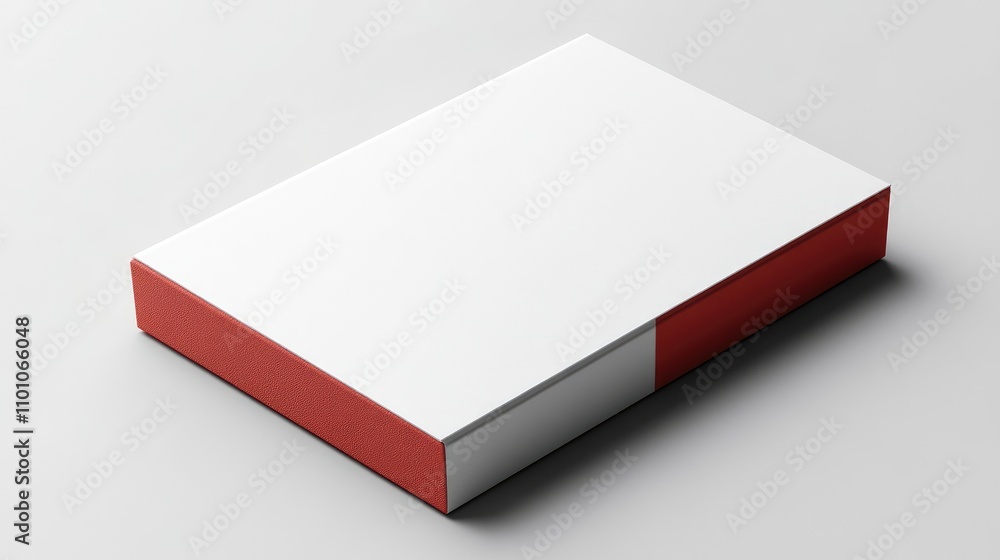 Poster blank memo pad with red accents positioned on a white background showcasing minimalistic stationery 