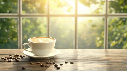 Obraz premium Morning coffee ritual cozy cafe beverage photography soft natural light close-up daily indulgence