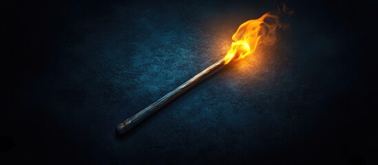 Naklejka premium Wooden matchstick igniting in dark background symbolizing fire starting techniques and friction ignition concept for various creative uses.