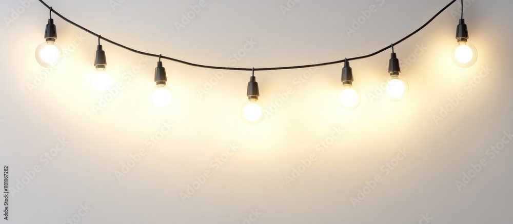 Poster string of warm christmas lights on a white background creating a festive atmosphere ideal for holida