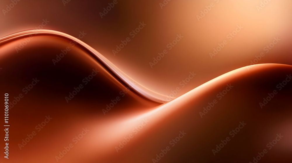 Poster abstract 3d render of smooth, copper-toned waves, creating a luxurious background image