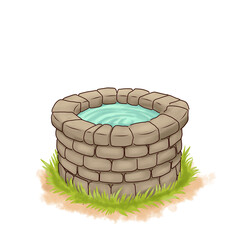 stone well with water,