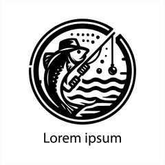 Hand drawn flat design fishing logo