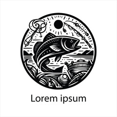Fototapeta premium Hand drawn flat design fishing logo