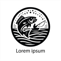Fototapeta premium Hand drawn flat design fishing logo