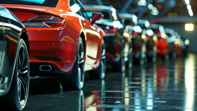 Row of new cars for sale. EOF.