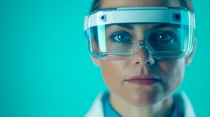 Scientist with Augmented Reality Glasses in Close-Up