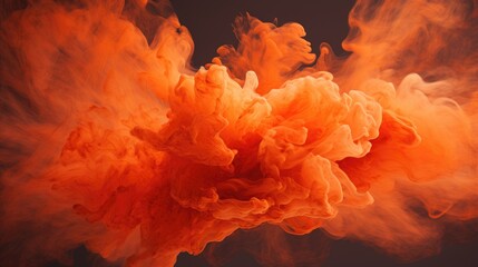 Intense orange explosion with swirling smoke clouds creating a dramatic and powerful visual impact in isolated background setting