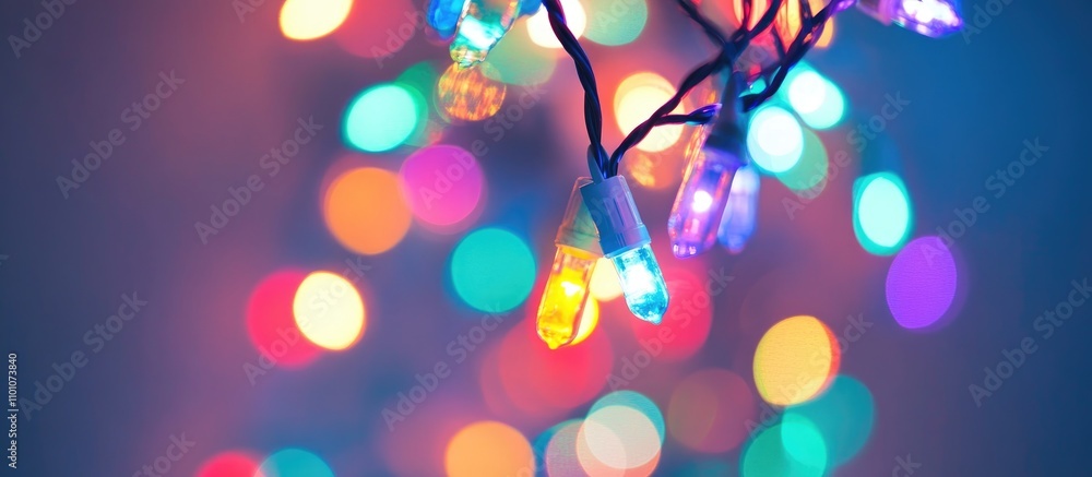 Poster festive christmas tree lights glowing against a colorful abstract bokeh background creating a joyful