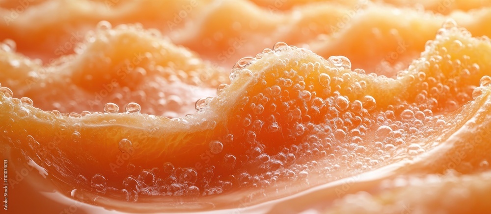 Aufkleber close-up of vibrant tangerine with bubbles creating a tempting and fresh background texture ideal fo