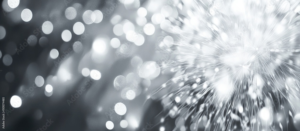 Poster elegant silver and white abstract fireworks background with soft bokeh effects creating a festive an