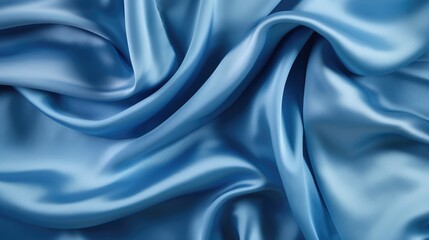 Obraz premium Luxurious blue silk satin fabric texture with elegant folds and smooth surface emphasizing richness and sophistication of material.