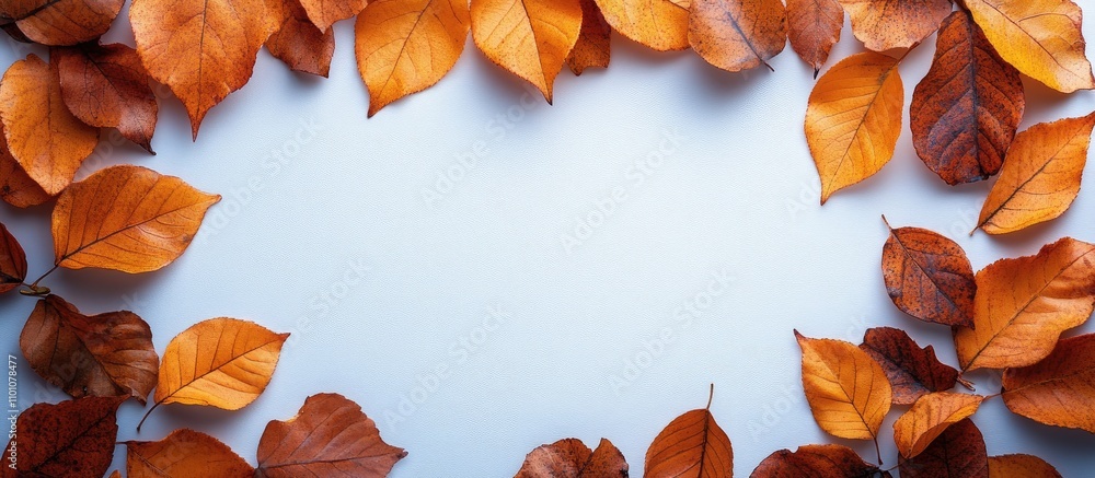 Aufkleber autumn leaves border design creating a blank space for text on a soft white background ideal for fal