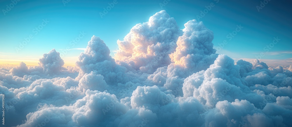 Poster majestic cloud formations illuminated by sunlight in a serene daytime sky creating a tranquil and up