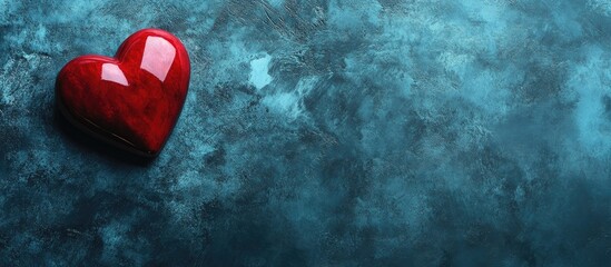 Giving Tuesday concept with a red heart on a textured blue background symbolizing global charitable giving and creating awareness for donations