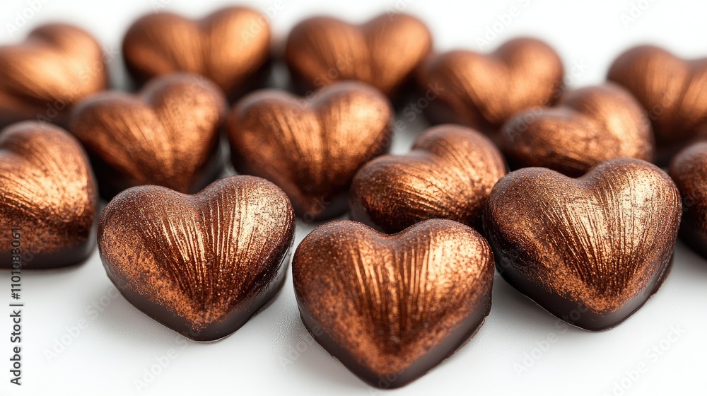 Poster heart shaped foil wrapped chocolates arranged in a circular pattern on a white background ideal for 