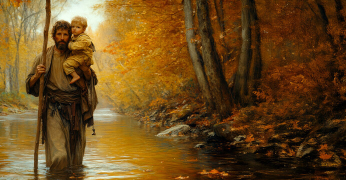 St. Christopher. AI generative.