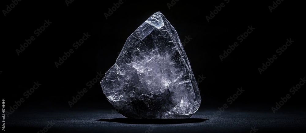 Poster crystal mineral spodumene on dark backdrop showcasing mineralogy and lithium extraction with space f