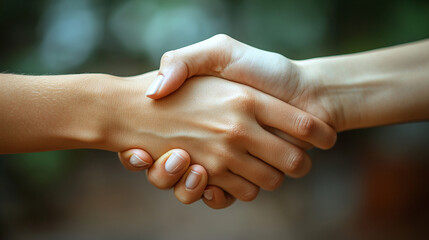 Close-up of a handshake portraying friendship between two  Women 