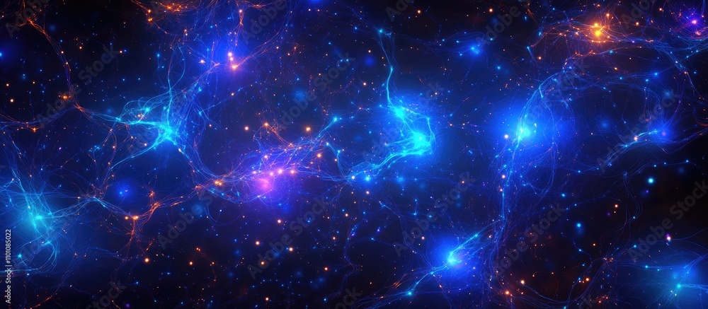 Poster glowing blue network connections forming an abstract backdrop representing connectivity and modern d