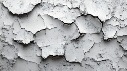 Obraz premium Cracked and peeling plaster wall texture with a shabby gray finish ideal for use as a grunge background or isolated design element