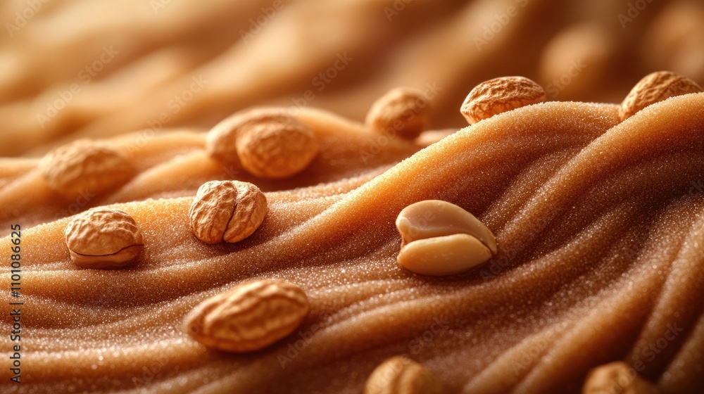 Poster closeup of groundnuts on textured surface with selective focus showcasing natural colors and pattern
