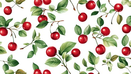 Vibrant Cherry Blossom Seamless Pattern: A Delightful Summer Design