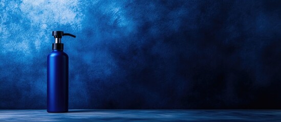 Solitary portable foot pump on textured blue backdrop emphasizing bicycle maintenance and manual air pump functionality for cyclists