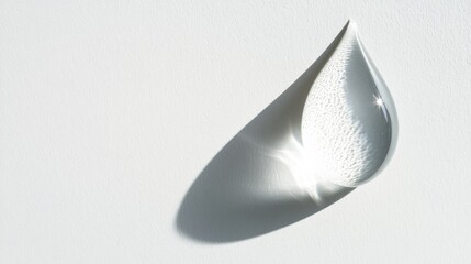 Fototapeta premium Organic water droplet shadow casting a sleek overlay on a white wall, ideal for photography mockups, posters, stationery, and wall art presentations.