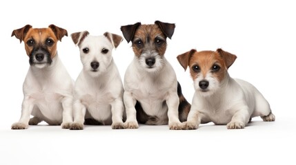 Obraz premium Parson Russell Terriers Relaxing Together on a Clean White Background