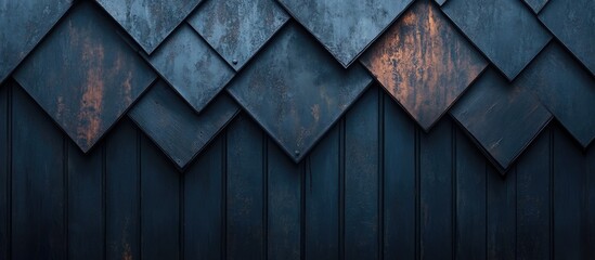 Metal roof shingles in a modern architectural design showcasing texture and industrial aesthetic for construction themes.