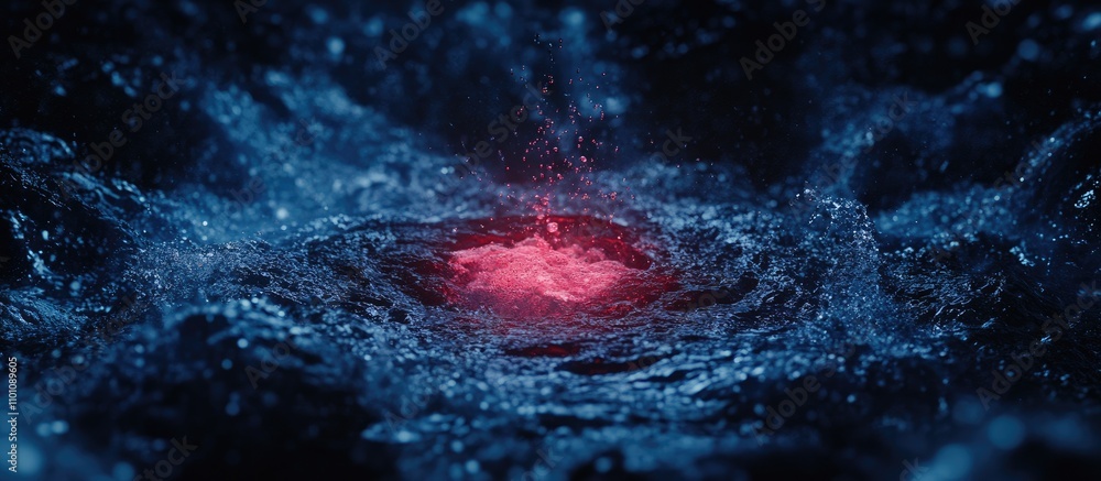 Poster water splash with vibrant colors creating dynamic patterns, symbolizing treatment and purification p